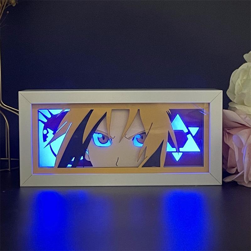 Cartoon Fullmetal Alchemist Light Box Led Anime Peripherals Night Bedroom Table Lamp Decoration Luminous Toys Gift Ornaments
