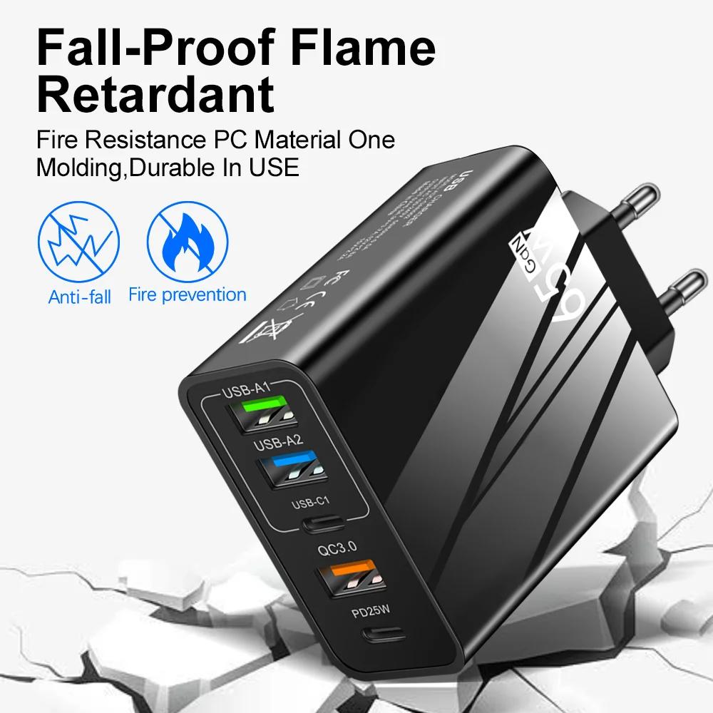 65W Rychlá Nabíječka Mobilní PD Nabíjení 3 USB Type-c Cestovní Nabíječka s Více Rozhraními 3.1A Pro Samsung Xiaomi iphone EU US UK Adaptér