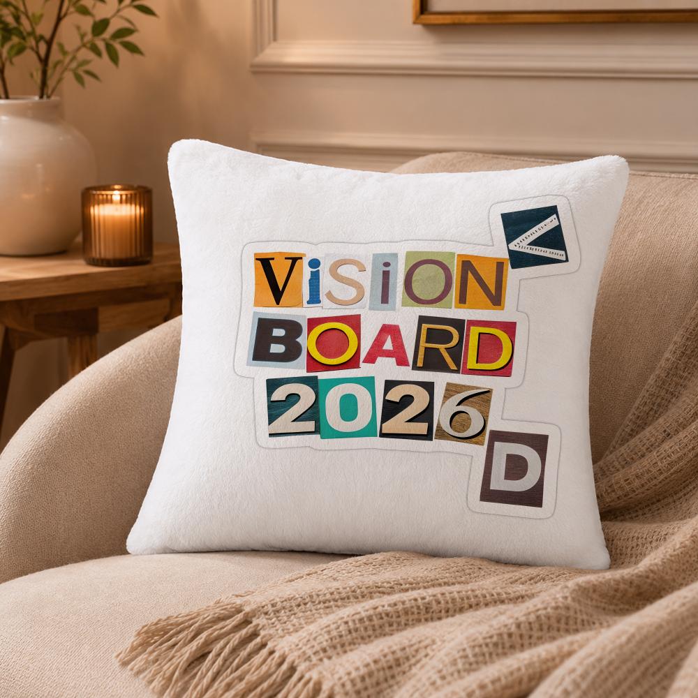 2026 Happy New Years Cushion Cover Anti-dustmite Pillowcase Invisible Zipper Silky Short Plush Sofa Cushion Cover