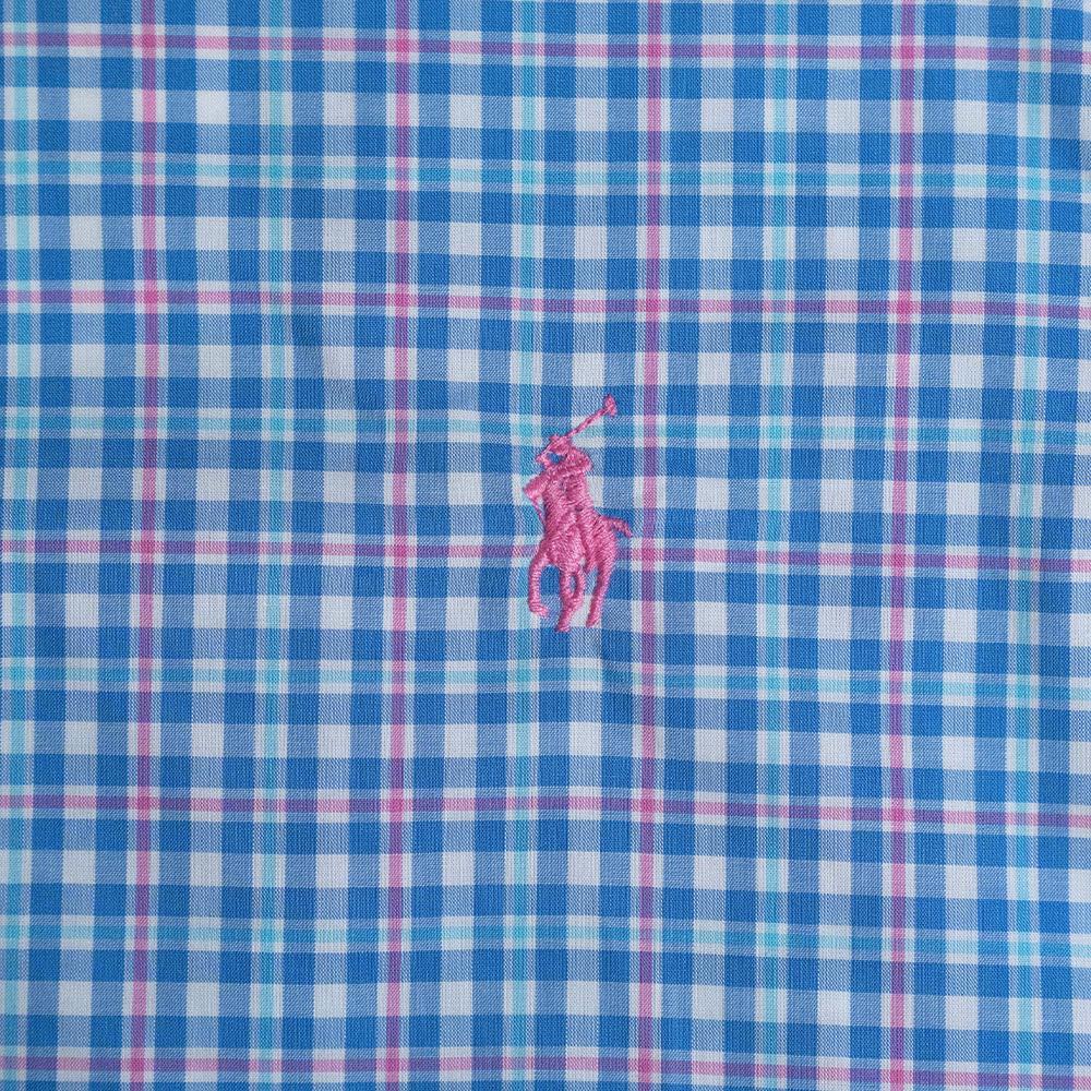 Polo Ralph Lauren Plaid Pony Logo Embroidered Long Sleeve Shirt Men Shirts Blue Pink 710789731-005