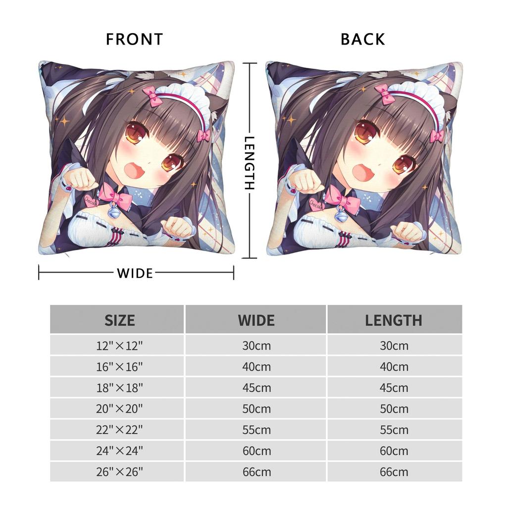 Super Kawaii Game Nekopara Chocola Vanilla Pillow Case Retro Trendy Pillow Cover Soft Pillowcases For Sofa Home Decor