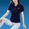 New Summer T-shirt Top for Women Long-sleeved Lapel Polo Button-down Middle-aged and Elderly Mother Casual Ladder Bottom Shirt