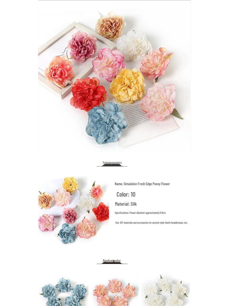 Diadema in Seta a Forma di Peonia in Stile Antico per Hanfu Fai da Te