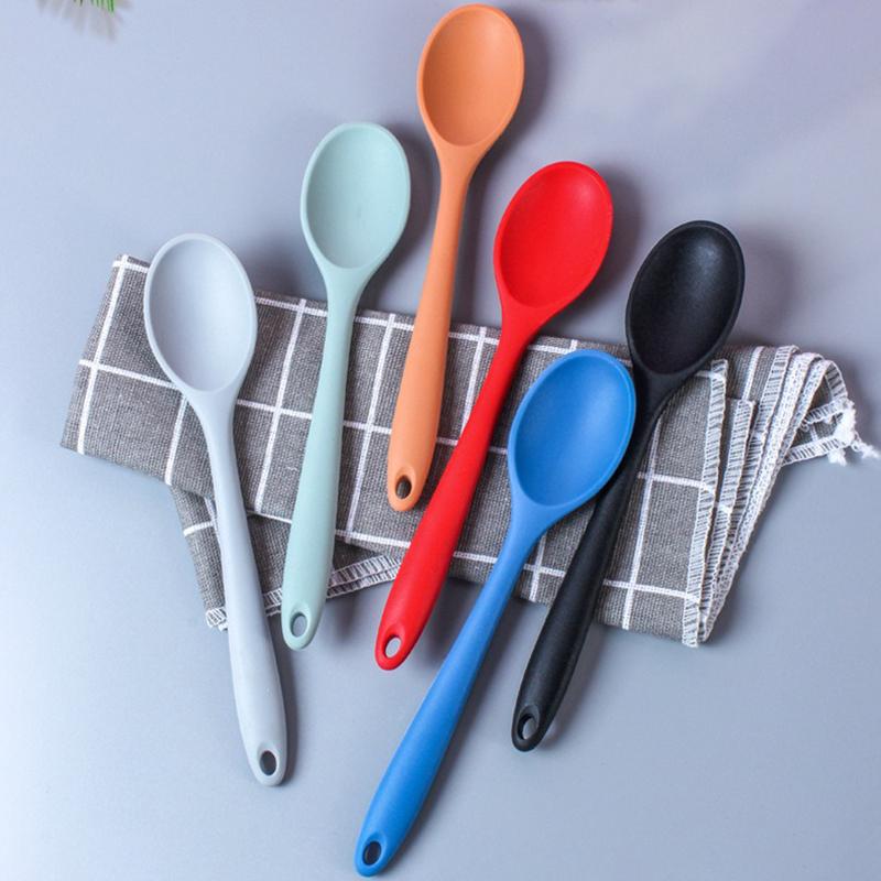 1pc Small Silicone Spoon High Temperature Resistant Soup Spoon Mixing Spoon Salad Spoon Kitchen Utensils Accessories4