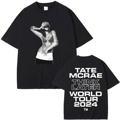 2026 Sängerin Tate Mcrae T8 Musik T-Shirts Herren Damen Vintage T-Shirt Sommer Baumwolle Oversized Kurzarm Tee Tops für Fans Geschenk