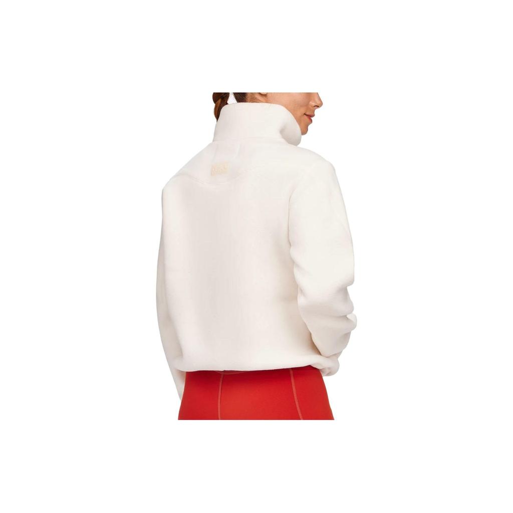HOKA ONE ONE Ridgetop Half-Zip Fleece Color Block Stand Collar Pullover Women tops White 1141752-EGN