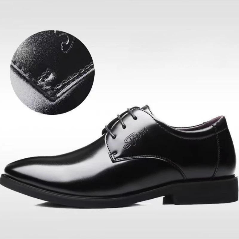 Men Asual Leather Shoes Classic Black Business Dress Shoes Fashion Office Leather Footwear Luxury Wedding Shoes for Men Zapatos