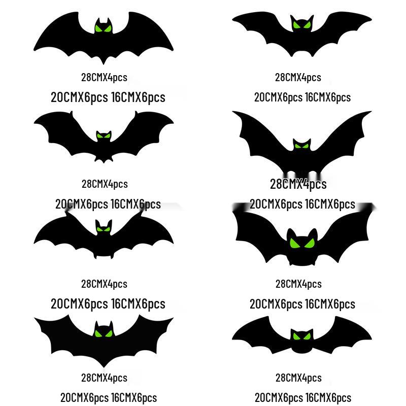3D Luminous Bat Halloween Wall Decals - Spooky Atmosphere Decoration Stickers
