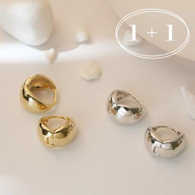 Artica Daily Bold One-Touch Ring Earrings Gold Silver Set