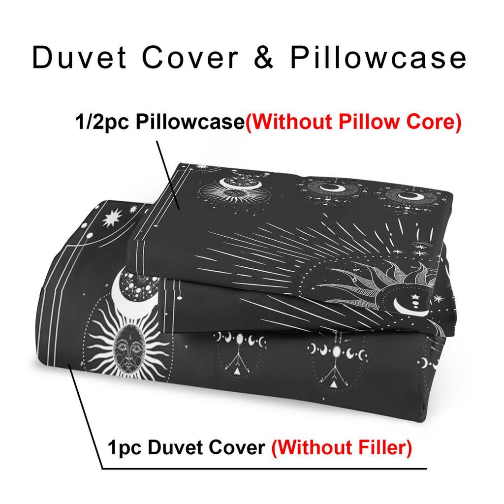 Star and Moon Pattern Duvet Cover Set - 2/3pcs, Soft and Comfortable Breathable, Star and Moon Print Bedding Set, Magical Gifts