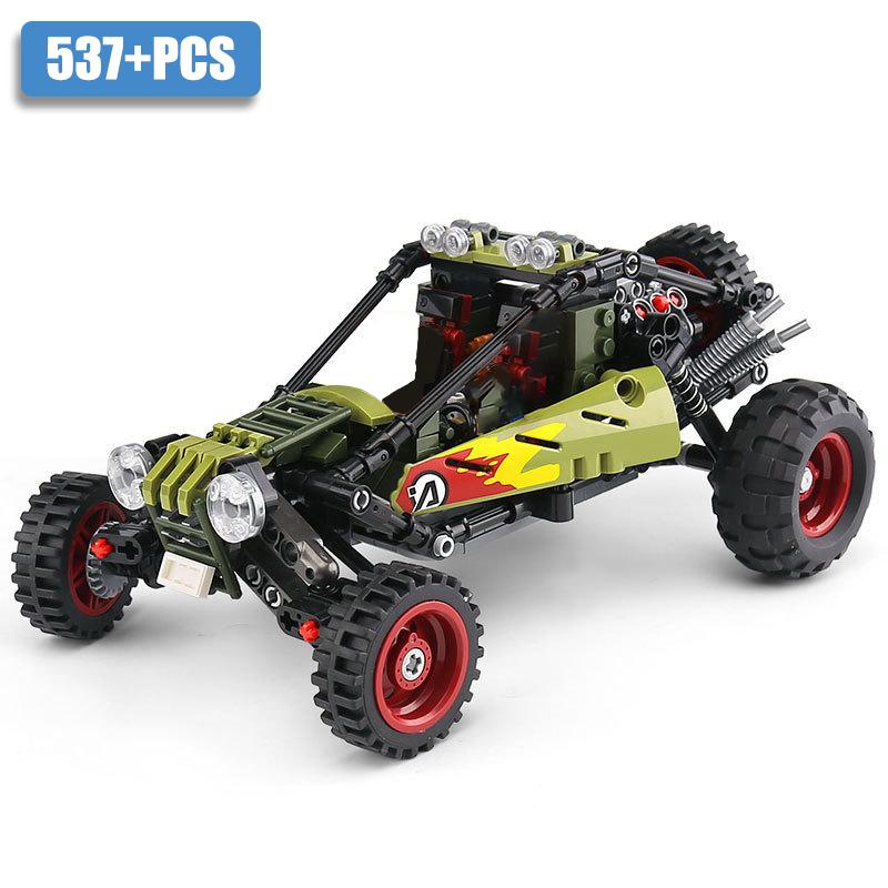 Techniczny Miejski Pojazd Terenowy Ciężarówka do Transportu Jeepów Samochód ATV Model Klocki MOC Monster Trucks Cegły Zabawki Dla Dzieci