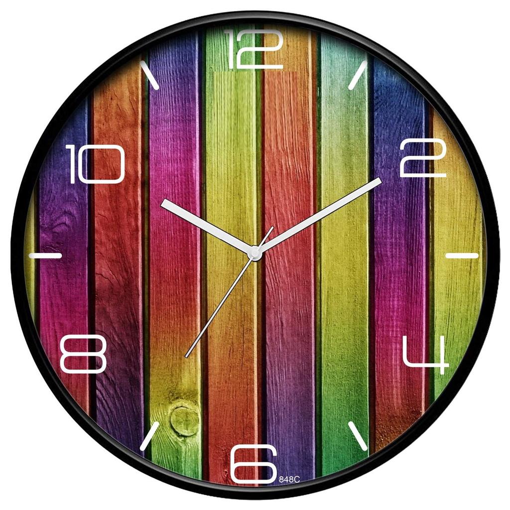 12-inch Designer Plastic Analogue Round WallClock for Home, Kitchen, Living Room, Bedroom, Office (30 cm x 30 cm x 6 cm)