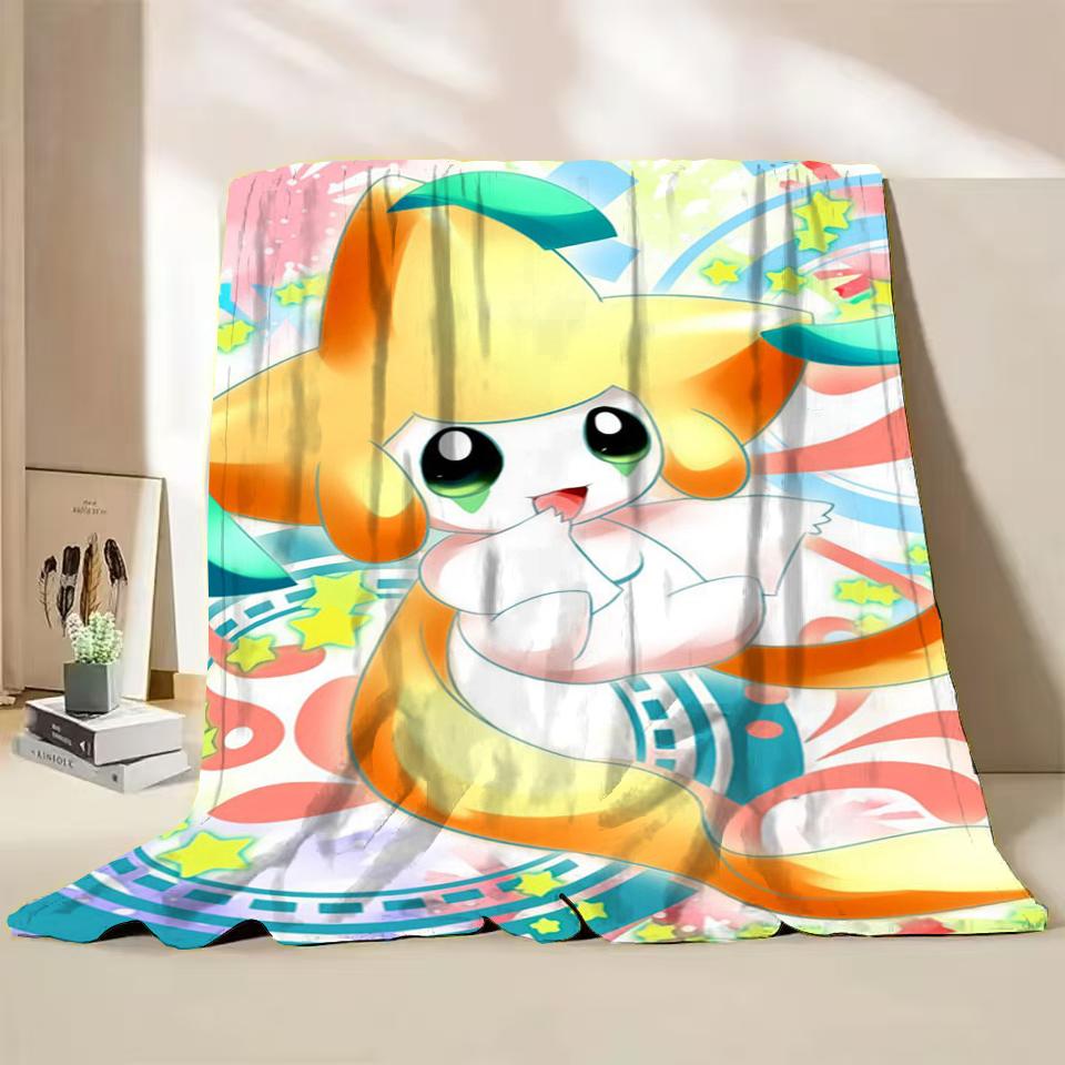 Pokemon Jirachi Cartoon Flannel Fluffy Blanket for Home Bedroom Bed Sofa Office Children Cover Adult Soft Blanket Baby Cute Gift