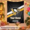 Pittsburgh Penguins Personalisierte Wandteppich Benutzerdefinierter Name Text Polyester Hängende Dekoration Haus Zimmer