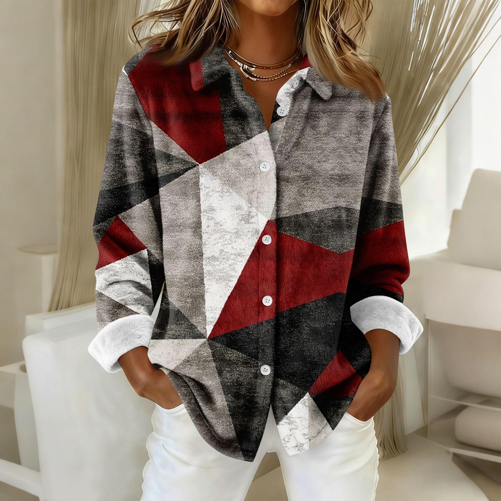 

Женская рубашка-блузка с принтом и пуговицами, длинный рукав, повседневный базовый рубашечный воротник, обычный топ XXL