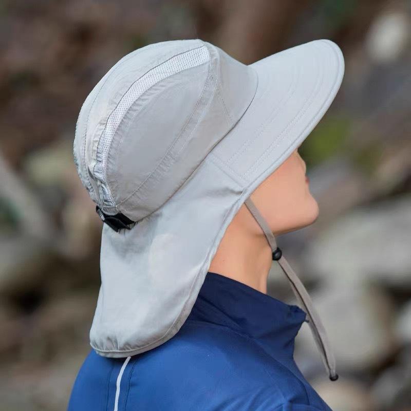 

Summer Neck Protection Sunshade Bucket Hat For Men And Women Outdoor Quick-Drying Breathable Mountaineering Hat Cycling Face Protection Sun Hat M（56-58cm） світло-сірого кольору