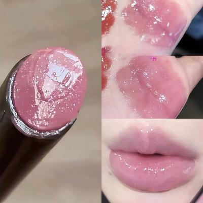 Low Saturation Lip Glaze Water Light Mirror Shiny Grey Pink Purple Solid Lip Gloss Hydrating Brighten Film-forming Nude Lipstick
