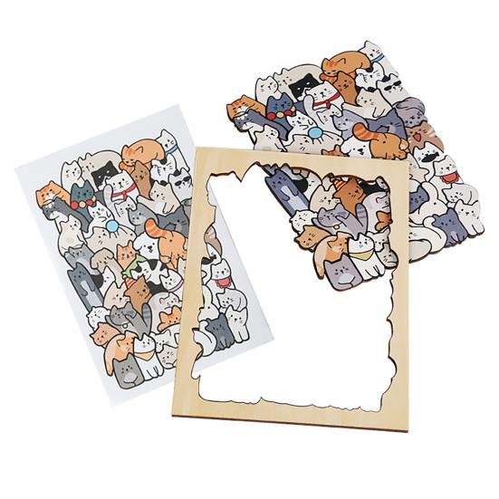 1/3 Seturi Puzzle din Lemn cu Pisici cu Cadru 3D Pisoi Iregular Câine Panda Casă Regele Maimuță Automat de Gustări Puzzle Decorațiune Ornament