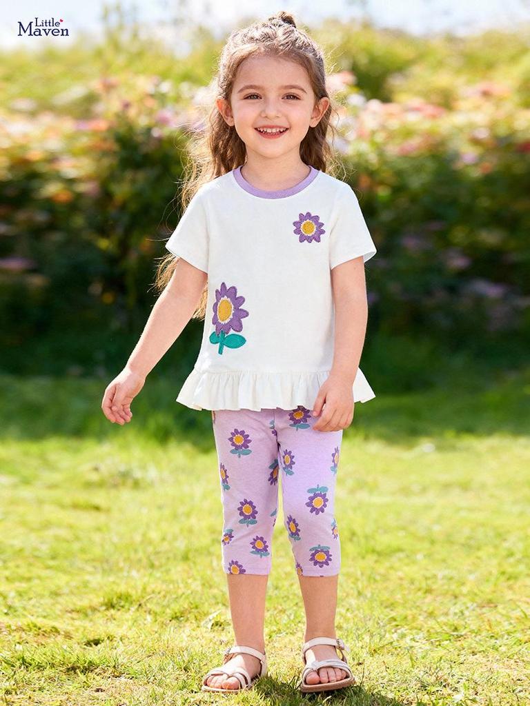 Little Maven Summer Baby Girls' Short-Sleeve Two-Piece Set - European & American Style