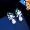 Silver Needle Light Luxury Three-Dimensional Pearl Flower Temperament Guochao Earrings New Chinese Zircon Inlaid Pearl Earrings