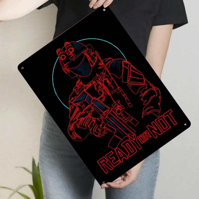 

Ready Or Not Game Character Metal Wall Art Decor for Game Room Pub Bar Home Decoration 20x30cm（7.8x11.8inch）