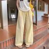 Dopamine Outfit Women's Yellow Plaid Casual High-Waist Wide-Leg Summer Pants
