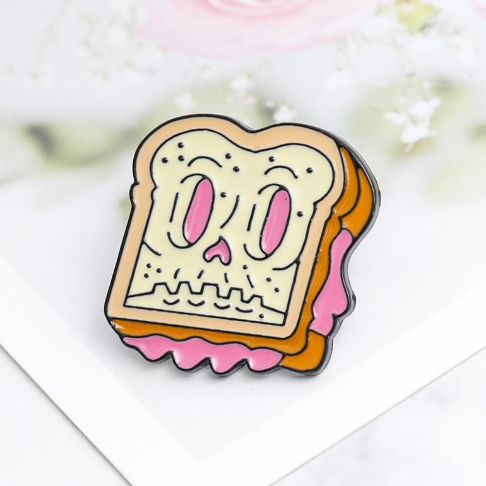 Zinc Zinc Alloy Cartoon Food Brooch Cute Doughnut Brooch Fashion Cartoon Metal Brooch  Ornament Badge