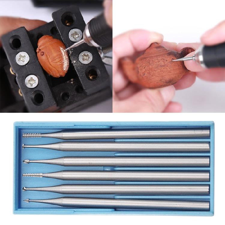 6pcs/set 2.35 Handle Tungsten Steel Engraving Cutter Electric Hollow Threading Machine Carving Tool