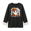 Women's Lined Long Sleeve Neck Halloween Print Top