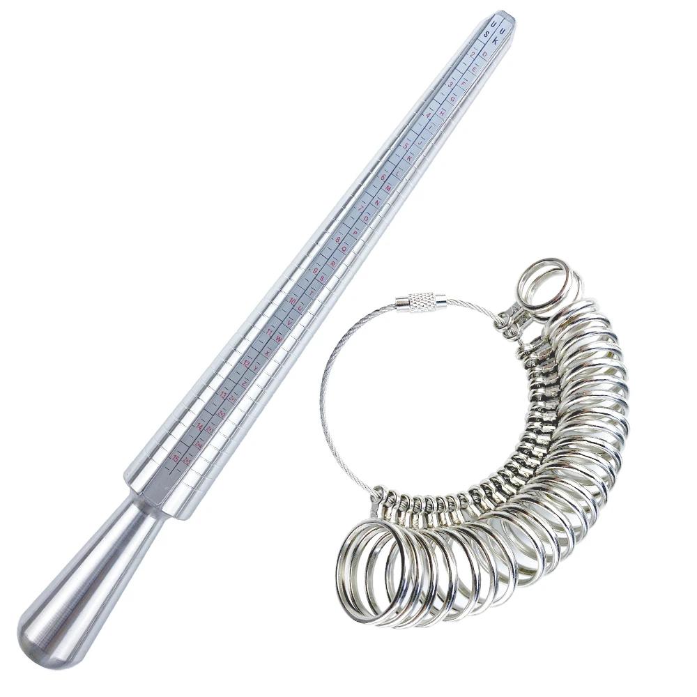 Metal HK/US/JP/UK/EU Ring Sizer Mandrel Rings Size Measure Tool Finger Gauge Kit Jewellery Sizing Tools for Men Women Steel