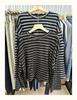 Xiao Wang's 52009 Autumn Korean-Style Loose Plus Size Casual Striped Round Neck Long Sleeve T-shirt