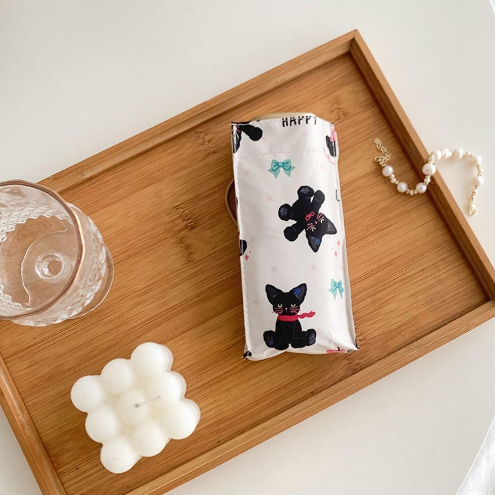 Cartoon Cat Pattern Folding Umbrella Anti UV Portable Rain Umbrella Sunshade Umbrella  Outdoor