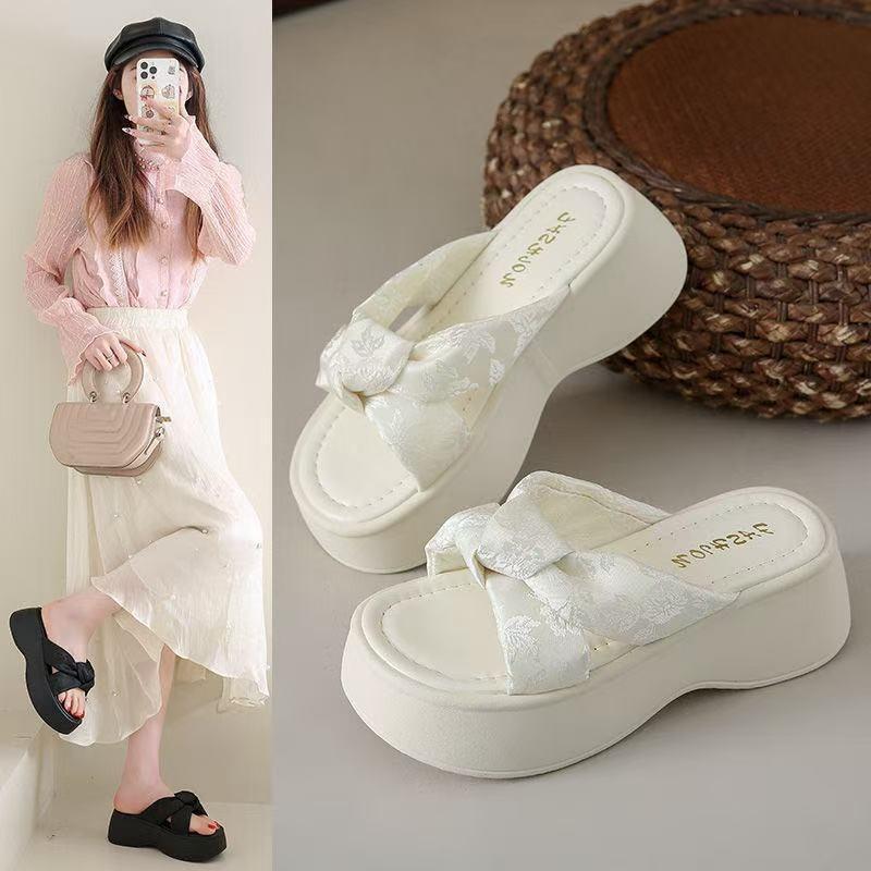 

Обувь на толстой подошве Увеличивающие рост шлепанцы Противоскользящая пляжная обувь 40 бежевый