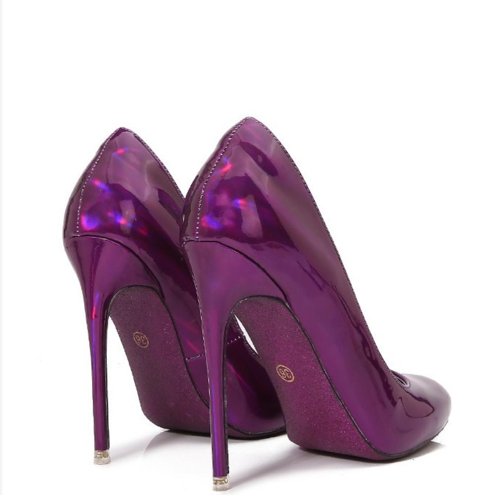 12cm Moda Europea Pelle Verniciata Rossa Punta Tonda Tacchi Sottili a Spillo Taglia Grande Scarpe da Donna Eleganti Per Pole Dance e Spettacolo da Palcoscenico WZ-091-2