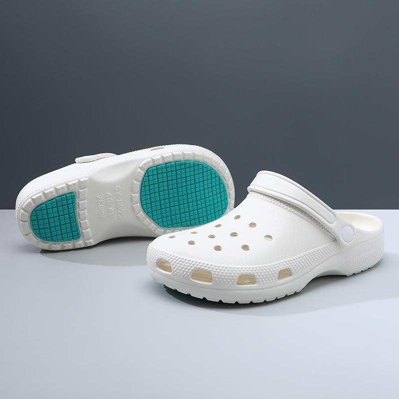 New hole shoes men's summer thick soles increase in height, wear-resistant bag head mop, non-slip external wear, deodorant and breathable