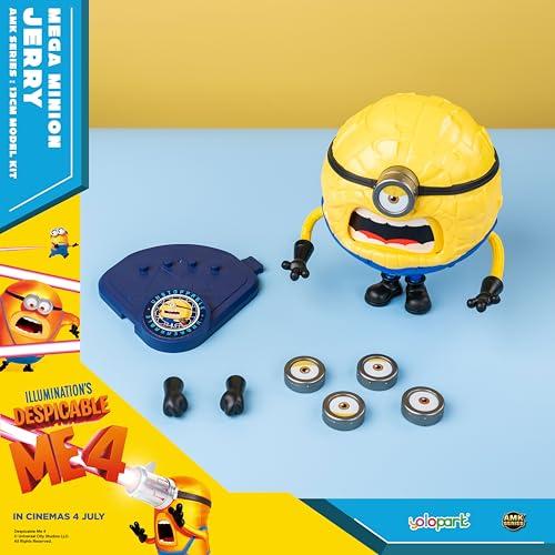 Minions Despicable Me 4 Toy, 4.7-inch Mega Jerry Action Figure with 360° Rotating Body and 3 Interchangeable Facial Expressions, Minion Model Kit, Gif