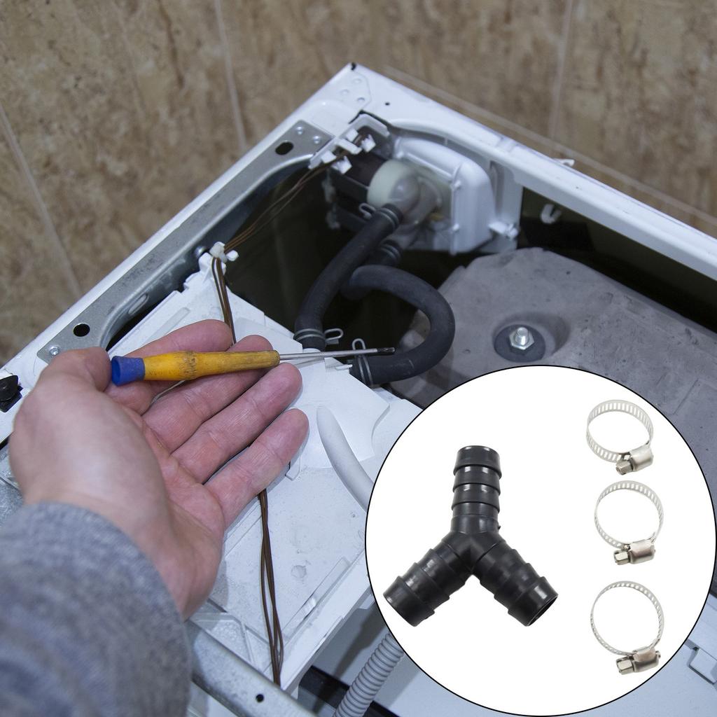 Y-formet dreneringskobling Svart plast forlengerør for vaskemaskin 20 mm diameter Lekkasjesikker Slitesterk rørfittings