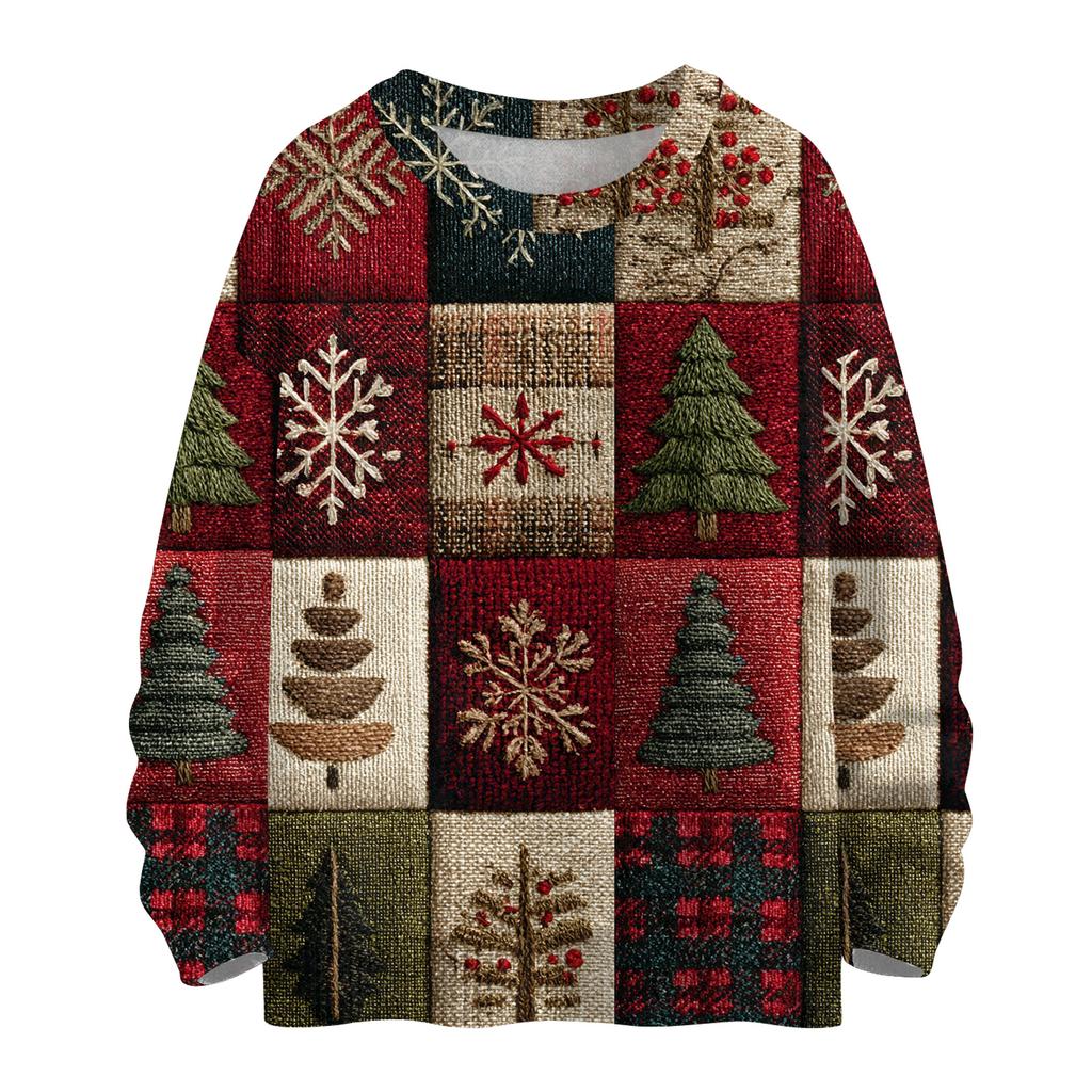 Women's Casual Long Sleeve Woolen Christmas Sweatshirt Fall  Vacation Long Sleeve Pullover