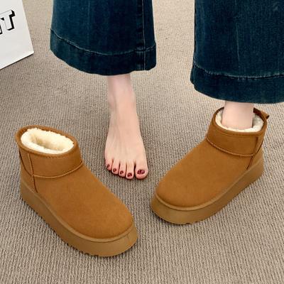 Große Größe Samt verdickt Oberbekleidung Baumwollschuhe Plateau Schneestiefel Damen Winter kurz Schnee Baumwolle Damen