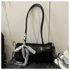 2026 Bow Lace Shoulder Bag Solid Color Casual Lady Handbag Small Square Bag PU Leather Women Armpit Bag