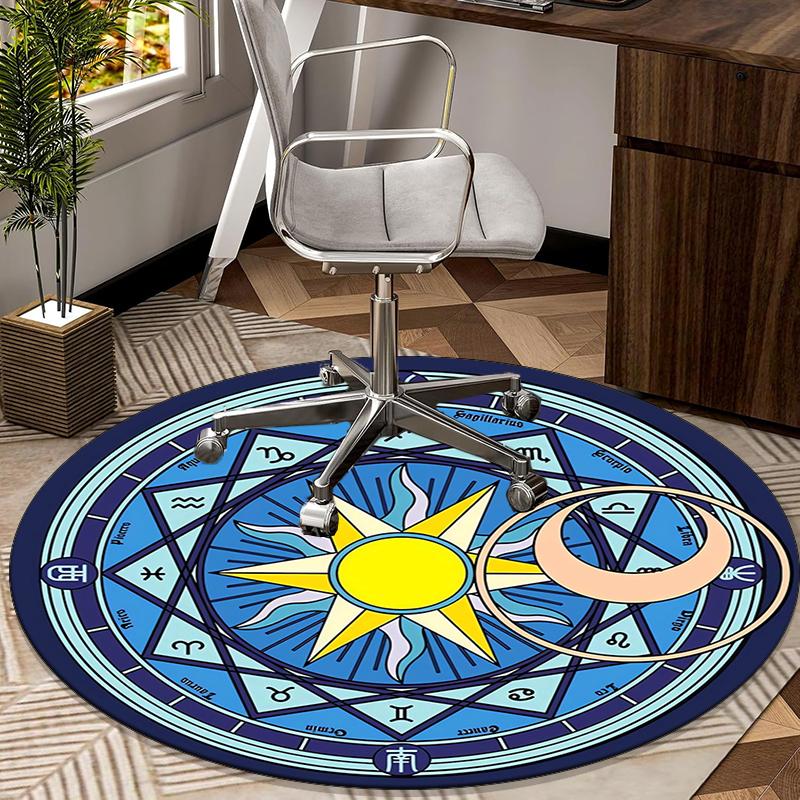 

Celtic Moon Pentagram Art round carpet Chair cushion Round Entryway Rug, Soft Round Rugs for Living Room, Bedroom, Circle Carpet decor gifts Diameter 60cm