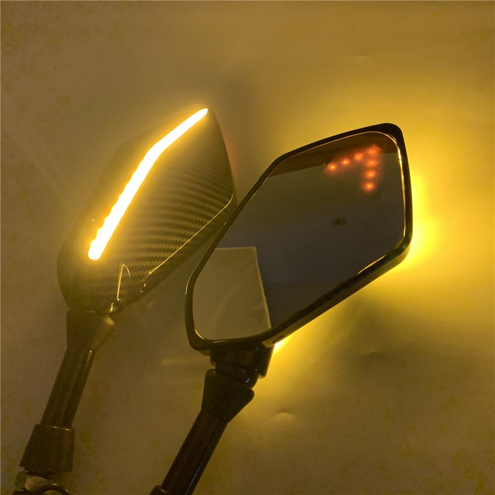 Universelle Motorrad Rückspiegel mit LED-Licht für Honda Suzuki Kawasaki Ducati