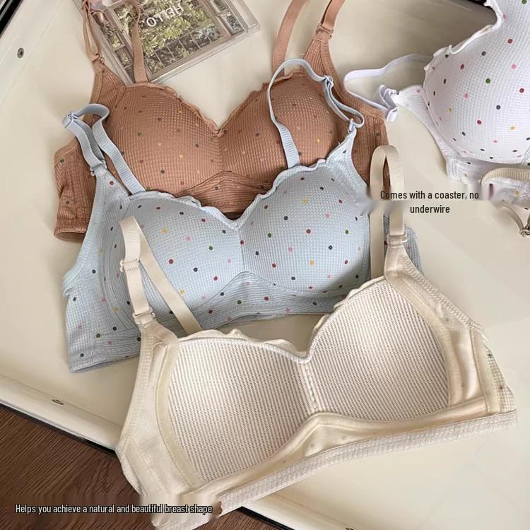 Japanese Polka Dot Seamless Push-up Bra for Small Busts - Comfort Fit for Women