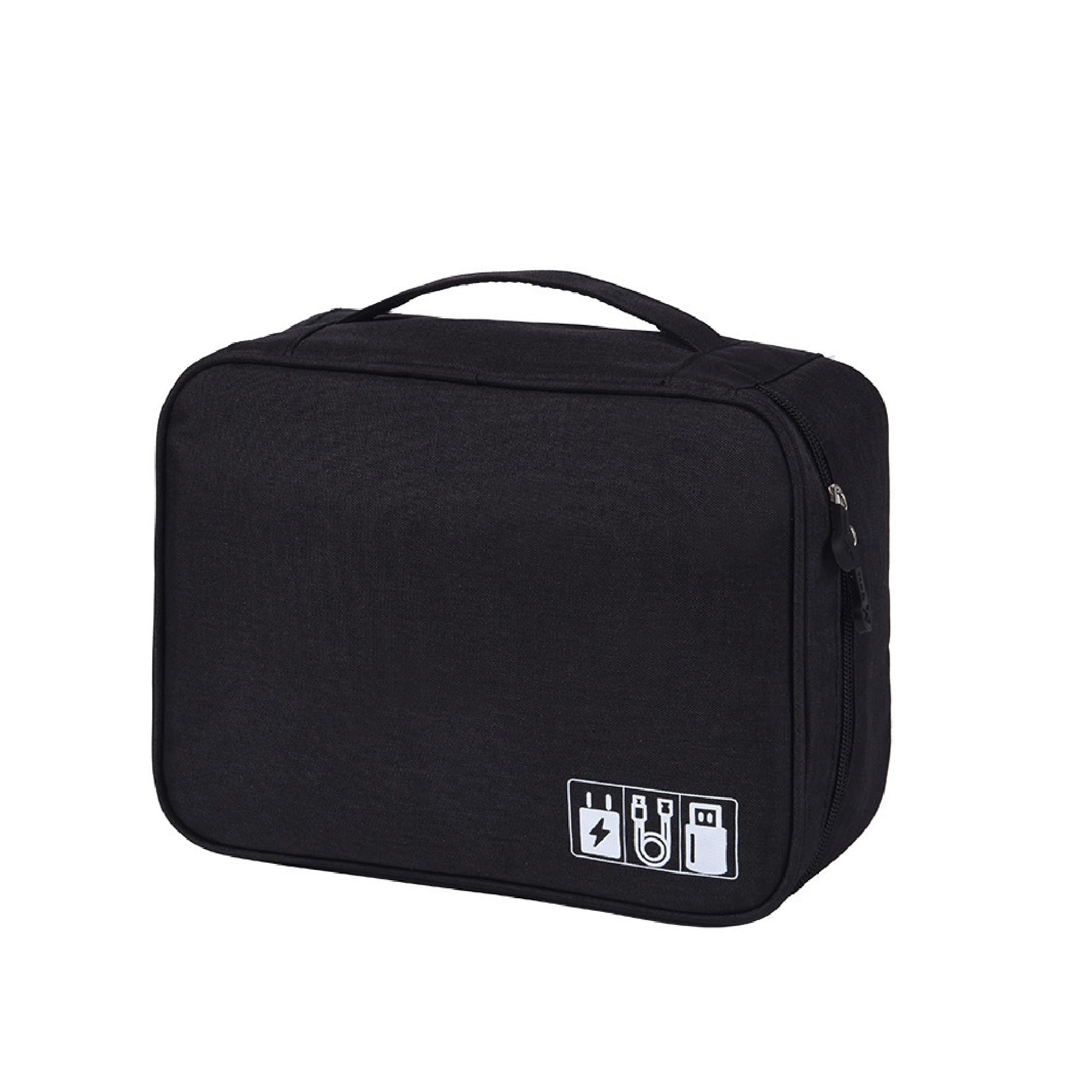 

HAPPY SUGAR Gadget Large Capacity Case for Digital and Cable and Charger Organization Pouch, Storage, Equipment, Gadgets, Water-Repellent, (Black)