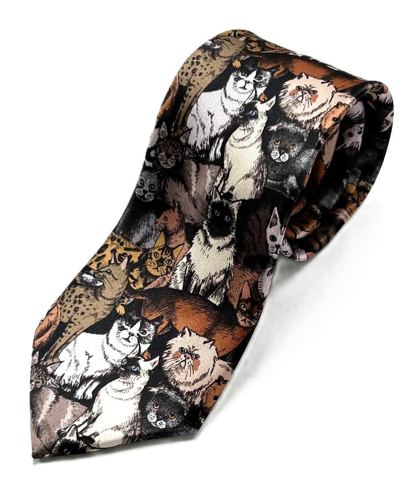 [HANG OVER] Necktie - Realistic Cat Collection - Silk Touch Polyester - Stylish and Cute - Men's Business Casual - Regular Width 8cm - Perfect for