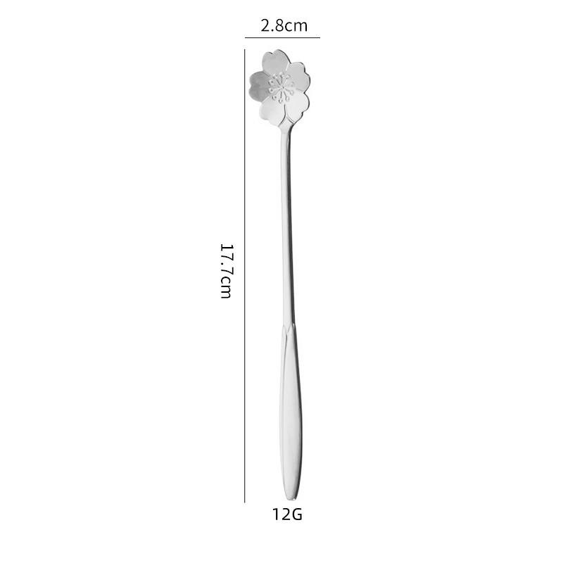 Stainless Steel Long Handle Cherry Blossom Coffee & Dessert Spoon