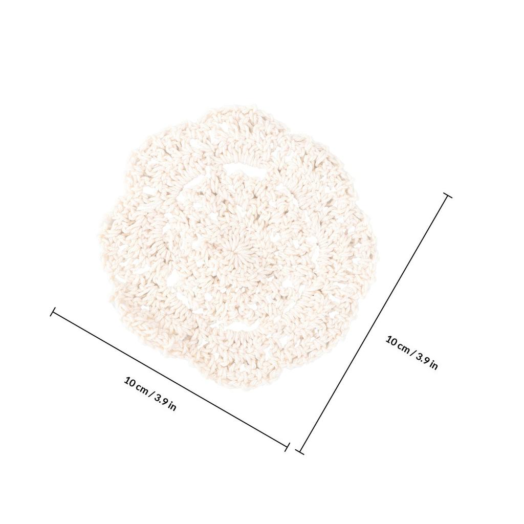 6Pcs 14Cm Round Lace Crochet Coasters Handmade Elegant Hollow Drink Pads Fashion Tabletop Decor for Brunch Dinner Gifts
