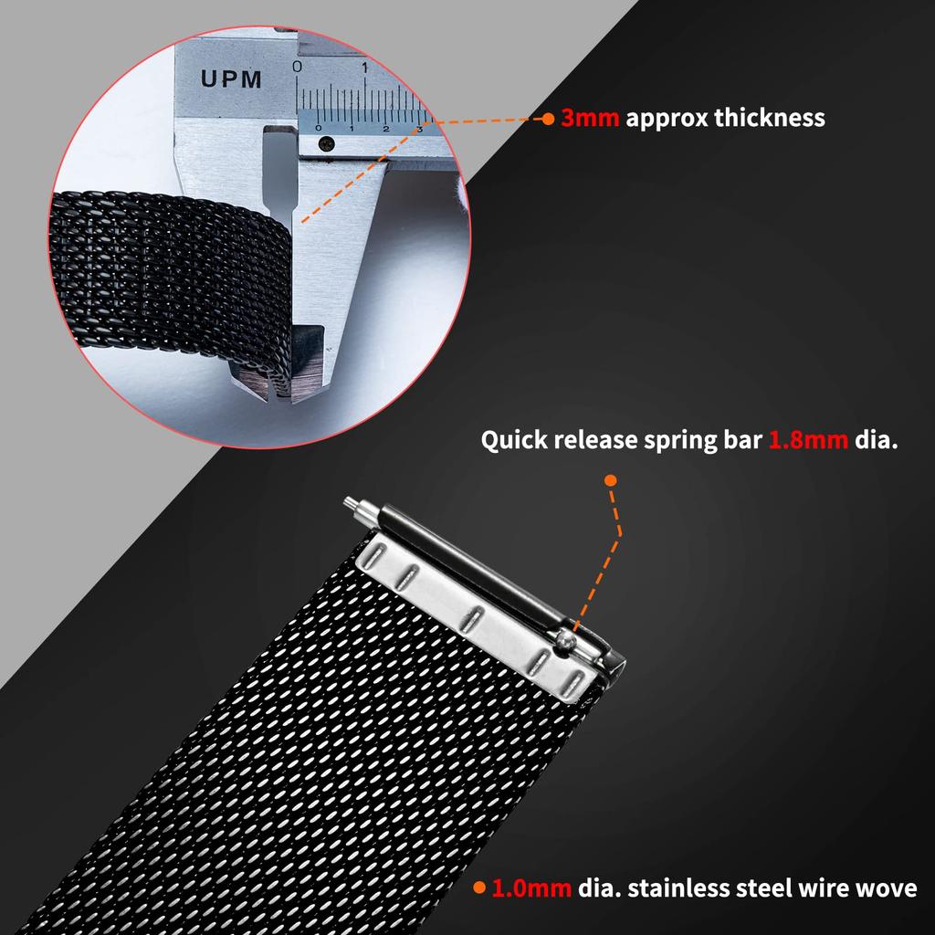 Řemínek k hodinkám Řemínek k hodinkám Řemínek k hodinkám Řemínek k hodinkám Nerezová síťovina Snadná výměna bez nářadí 20mm [BERNY] Řemínek, -