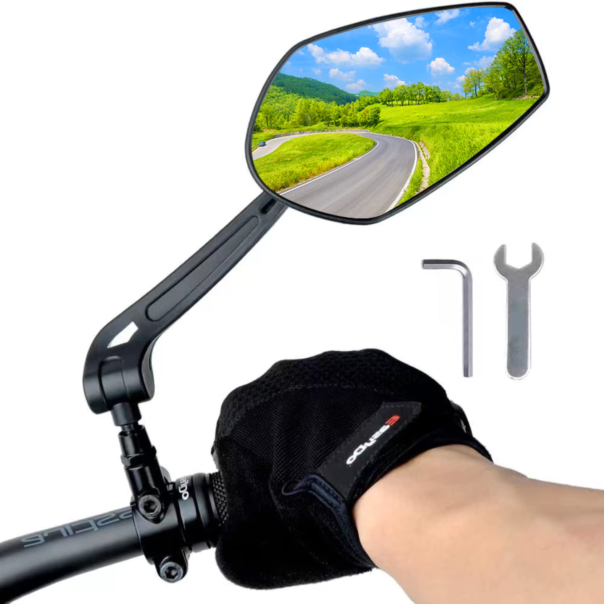 

RBRL Bicycle Rearview Mirror with Adjustable Field of View and Easy Installation Side 360-Degree (Right Only)