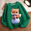 Cute Milk Tea Little Fox Round-neck Hoodie for Children, Fashionable Long-sleeved Casual Hoodie for Boys and Girls in Spring and Autumn